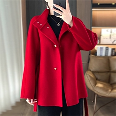 时尚都市女性高级感重工羊毛大衣显瘦修身气质外套，女装双面呢大衣，乾庄羊绒