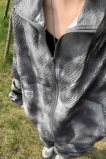特批P65无差价扎染泡泡纱宽松长袖立领外套短裤两件套男TZ5595，男装休闲套装，电商A001