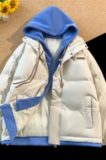假两件加厚加绒情侣款百搭面包服棉衣715-6-MF100P118（控148），男装棉衣，星座715-6