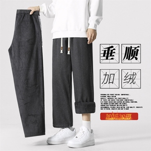 牛仔裤男款秋冬季美式高街加绒宽松裤潮牌阔腿裤JRK829-特批-47图片