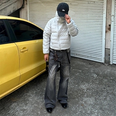 个性斜拉链连帽短款修身棉服610A-1-L8501-P74，男装棉衣，星座610A-1