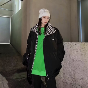2025羽绒棉服冬季森系新款宽松潮外套棉衣女韩版面包服棋盘格图片