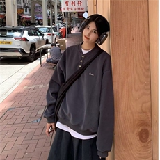 美式复古简约少年感亨利领卫衣男女宽松休闲套头长袖上衣，男装卫衣，星座506A