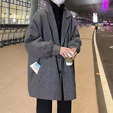 毛呢灯芯绒风衣男春秋季德式中长款棉衣夹克潮牌2025大衣外套冬款，男装毛呢大衣，星座218-1（原230）