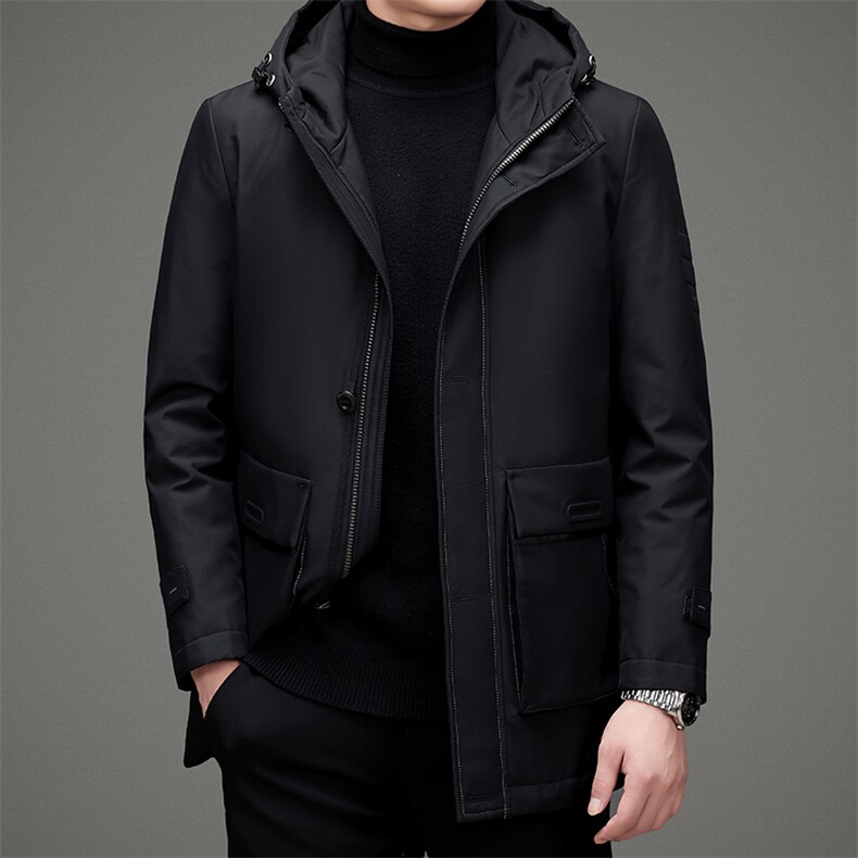 羽绒服连帽中长款休闲男士潮流保暖中青年鸭绒外套MSNA82816-P330,男装羽绒服,电商B212（原钱塘6029）