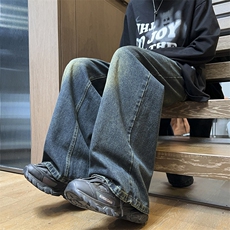 美式街头水洗做旧时尚牛仔裤男欧美高街vibe风长裤子N05519-P45，男装牛仔裤，星座308B-1