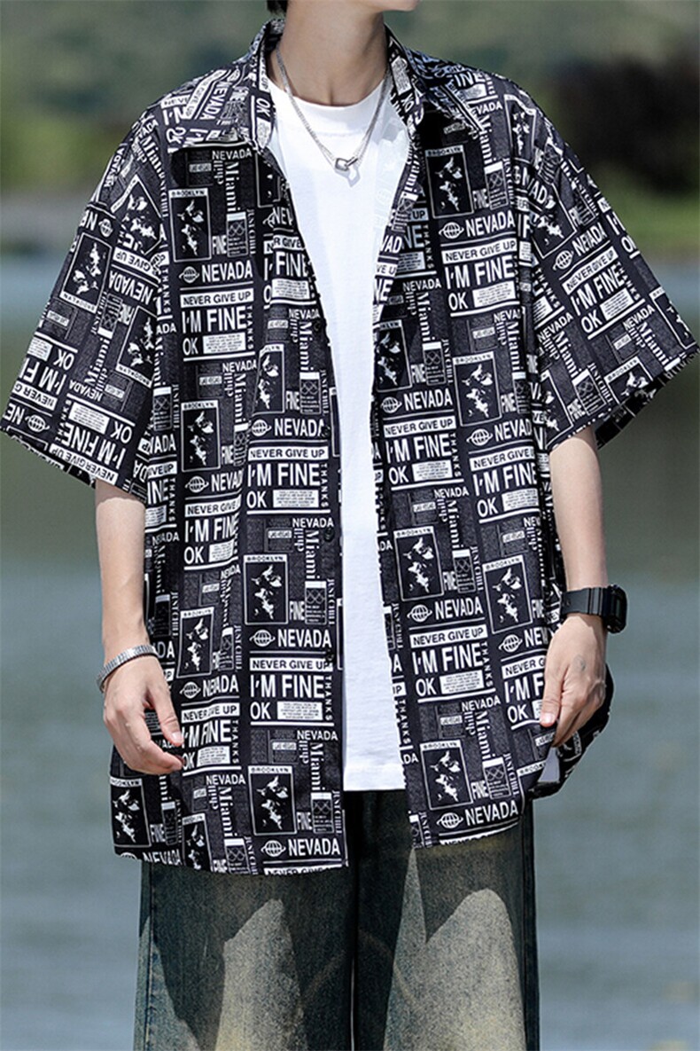 8XL-M花衬衫男短袖夏季薄款冰丝半袖宽松大码休闲外套DC28008P38,男装衬衫,电商B312