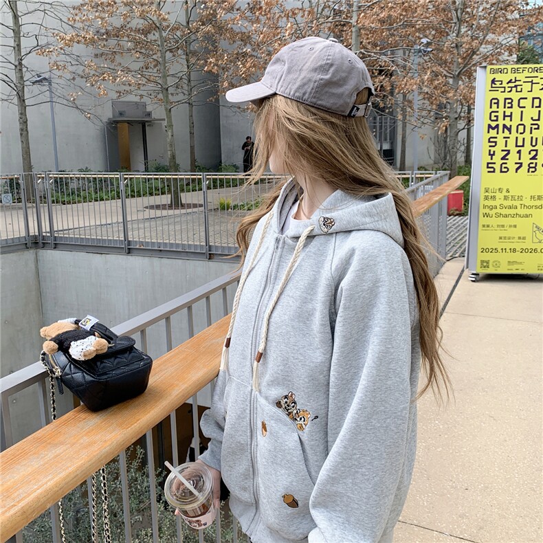 现货2026春秋季连帽外套女针织撞色可爱风学生休闲百搭外,女装卫衣/绒衫,网红馆
