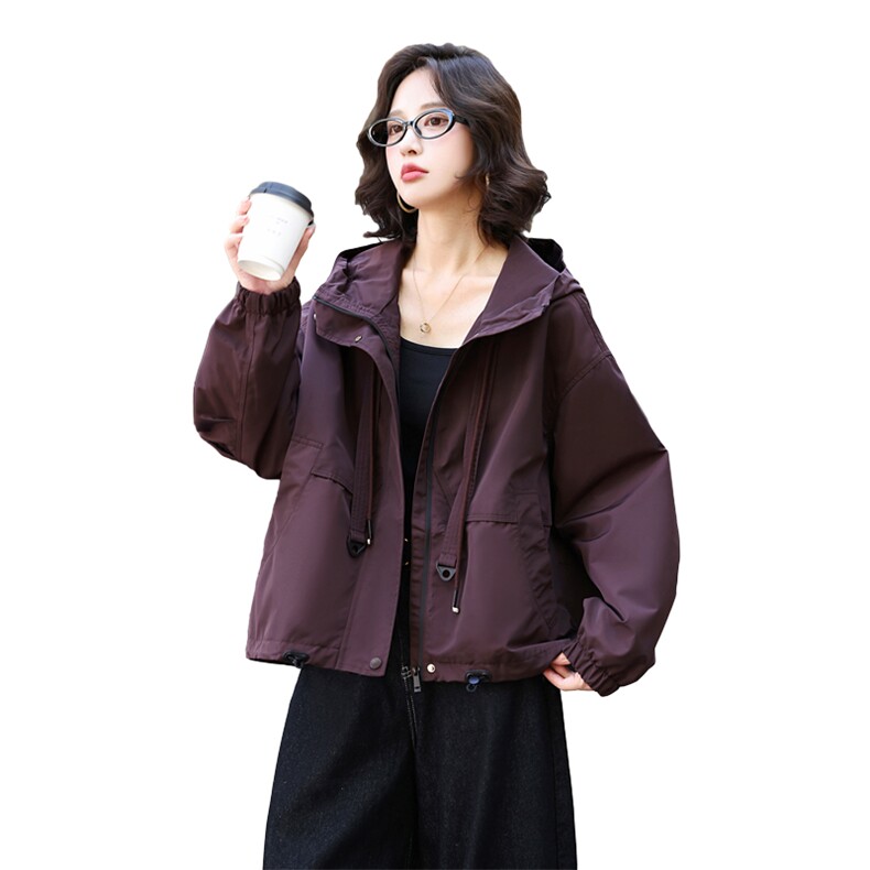 女士短款外套2025年新款春秋小个子中年妈妈时尚减龄宽松休闲连帽，女装短外套，玛其路