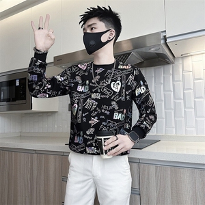 高级感印花卫衣男长袖社会小伙T恤301C-WY18-P58控78图片