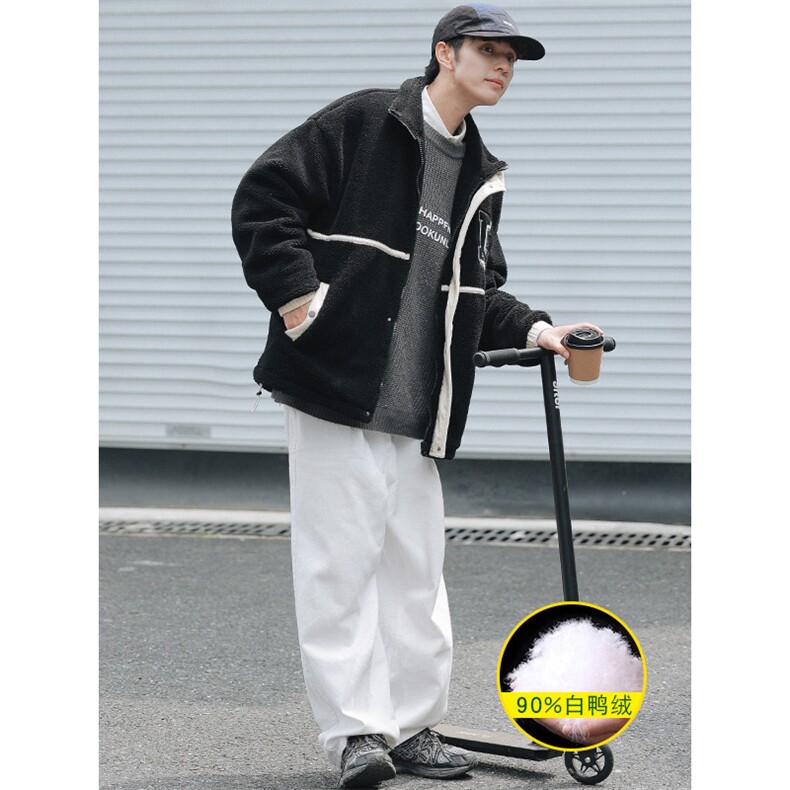 冬装青少年羊羔绒刺绣外套加绒休闲羽绒服男女8103-P185控价258,男装羽绒服,电商A441-1