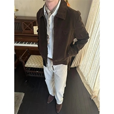 美式鹿皮绒短款夹克男高级感外套韩系轻奢上衣PW5053-P74，男装夹克，星座208-5