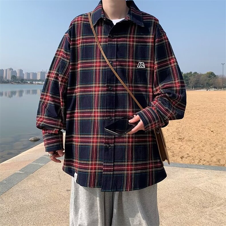 GENIOLAMODE日系潮牌男士秋季长袖格子衬衫2025新款挺括量感衬衣,男装衬衫,星座1116-2