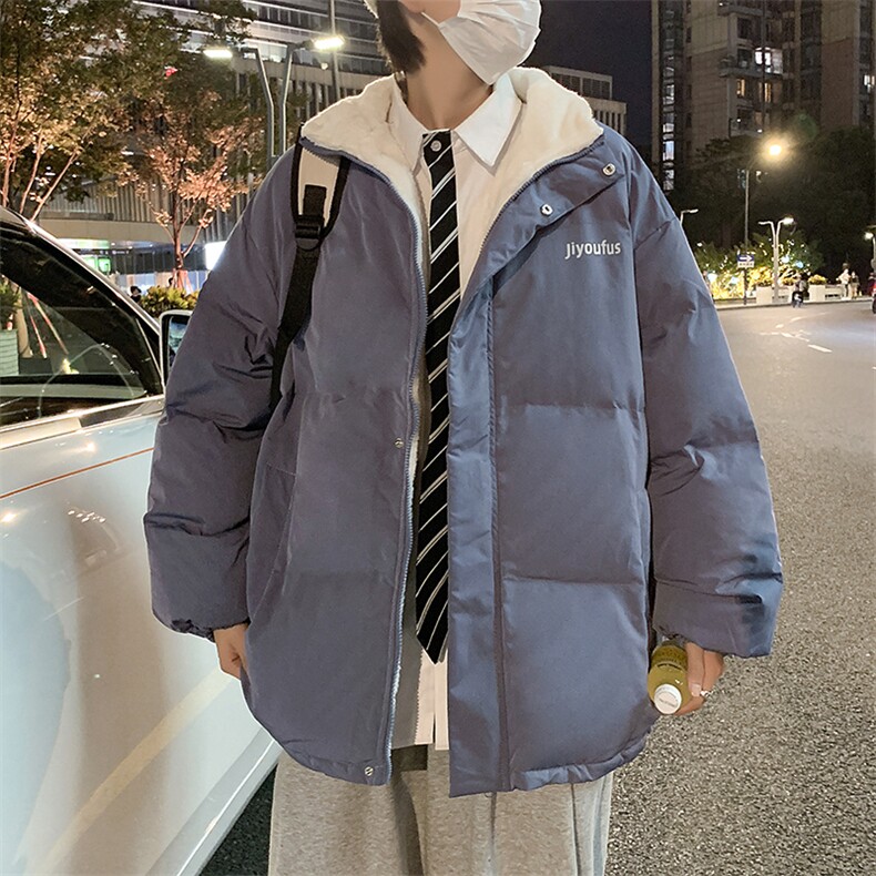 新款四色加绒加厚羊羔毛棉衣男年棉服学生面包服外套W2147-P78,男装棉衣,星座512-2