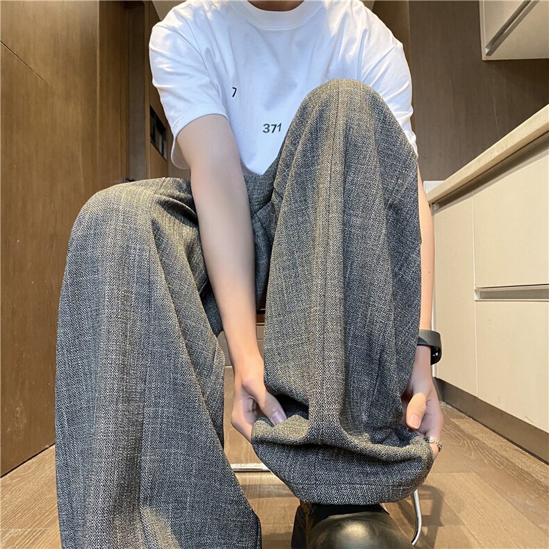 抖音品质春季老钱风自带腰带宽松休闲西裤B315-K25632-P70控98图片