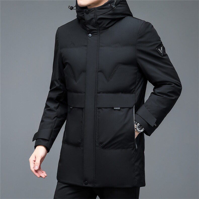 男士羽绒服冬季2023新款商务休闲保暖加厚上衣中年爸爸装连帽外套,男装羽绒服,电商B212（原钱塘6029）