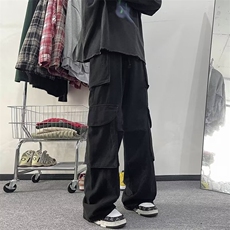 2024春季新款直筒口袋束脚长裤潮牌ins宽松阔腿裤现货K7697-P56，男装休闲裤，星座512-3