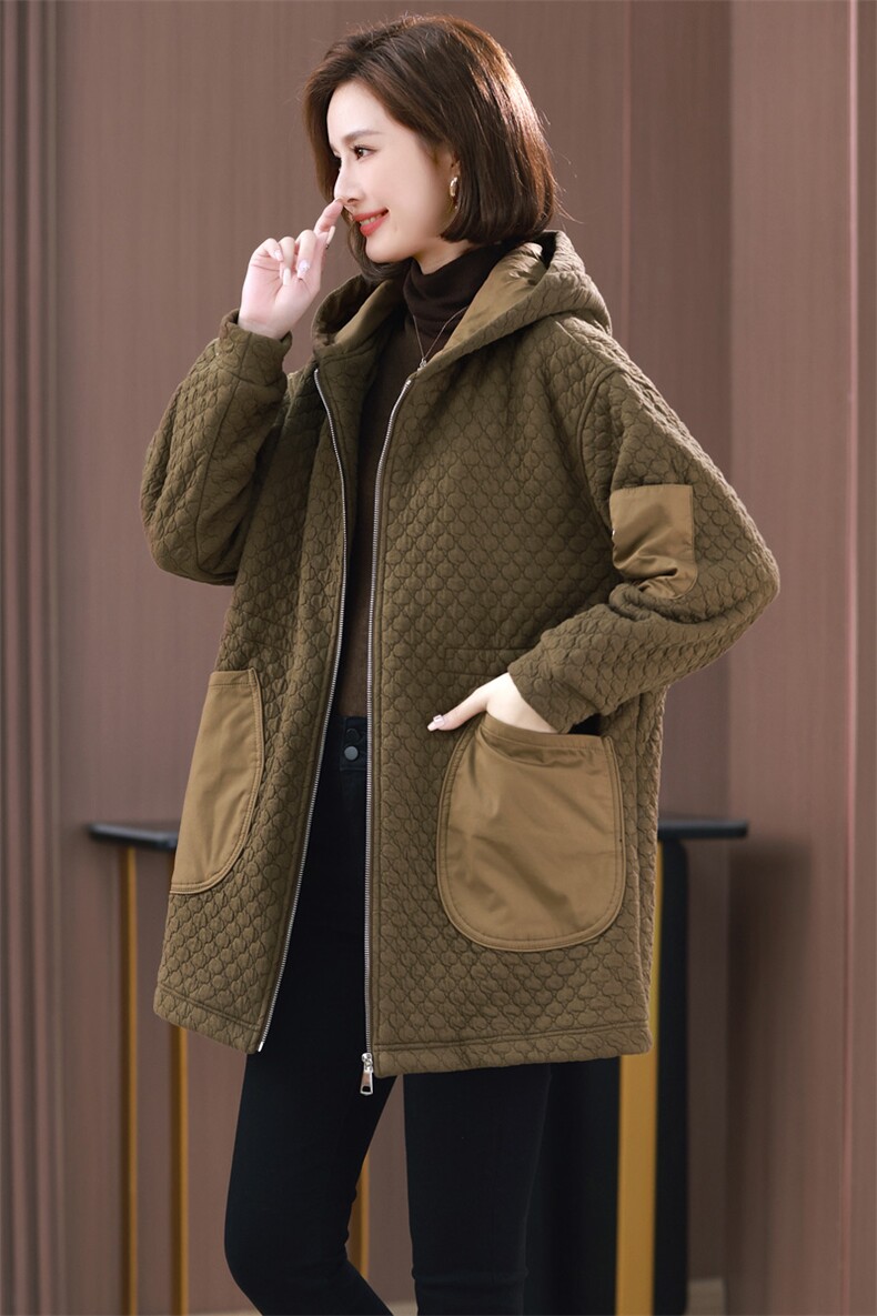 时尚保暖棉服女中长款宽松显瘦加绒外套冬季新款韩版百搭棉衣,女装棉衣/棉服,希欧阁