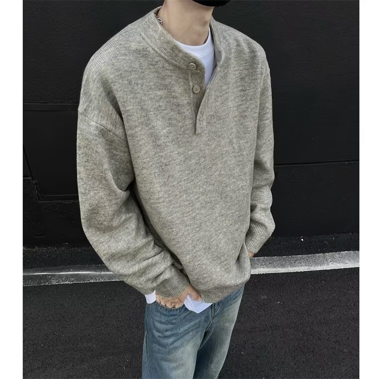 秋冬纯色圆领毛衣男女复古黑色保暖慵懒毛线YME117-P58,男装针织衫/毛衣,星座302B-2