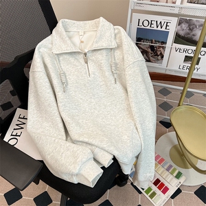 EE093-P65仿棉斜纹复合真超480克卫衣潮秋冬翻领保暖上衣大码图片