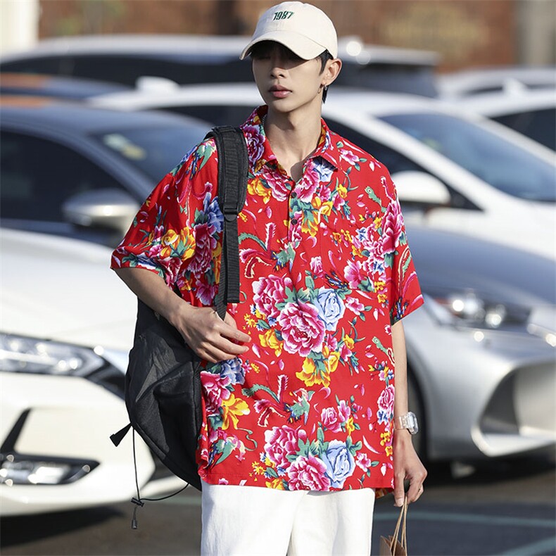 P01中性男女休闲大码花衣服polo衫宽松透气东北大花风团队服,男装Polo衫,星座115A(原星座507）