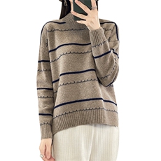 优雅条纹衫女宽松显瘦百搭气质毛衣，女装羊毛衫，琳华羊绒