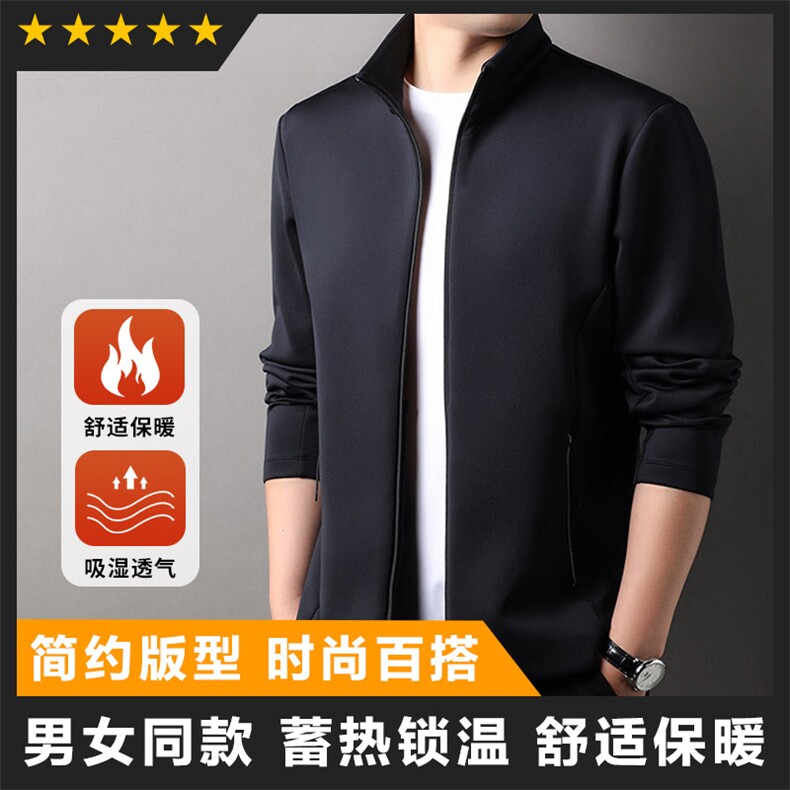 F83115新型锁温面料三层纱线立领拉链卫衣外套男女同款图片