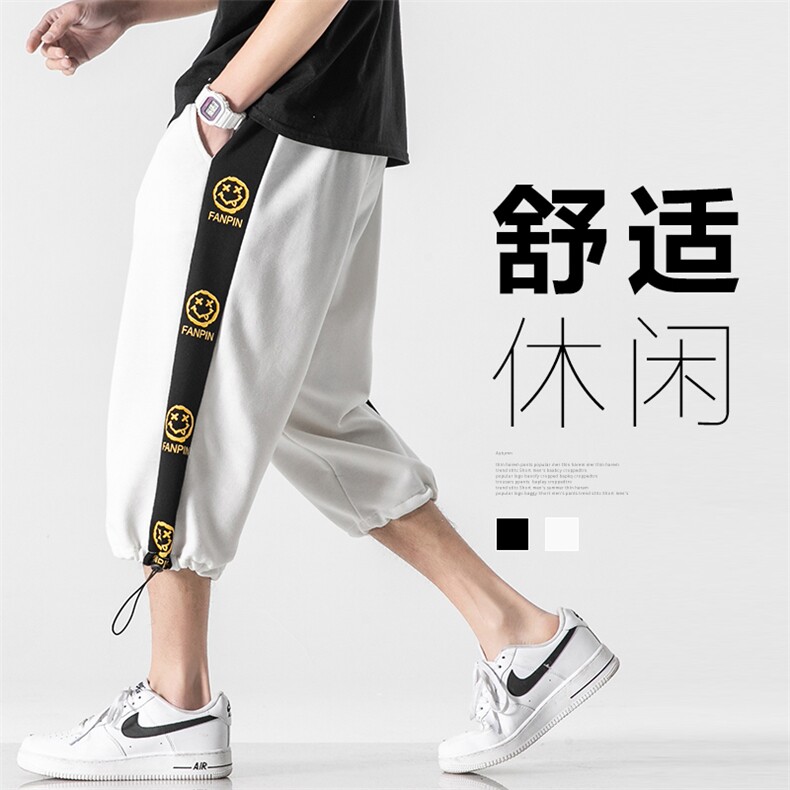 2023夏季新款日系无影墙大码侧边印花七分裤M-5XHK21150-P35,男装休闲裤,电商A022
