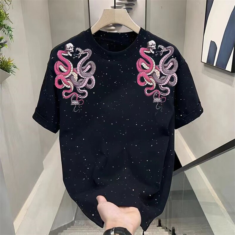 1506-1/T231/P33.9美式满天星重磅复古纯棉短袖T恤男纯色轻奢仿,男装T恤,星座1506-1