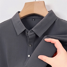 冰丝短袖T恤男士格子夏季薄款纯色百搭商务休闲凉感免烫Polo衫潮，男装T恤，电商B212（原钱塘6029）