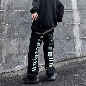 欧美高街字母牛仔裤男潮牌街头hiphop暗黑风裤子K076P40加绒50图片