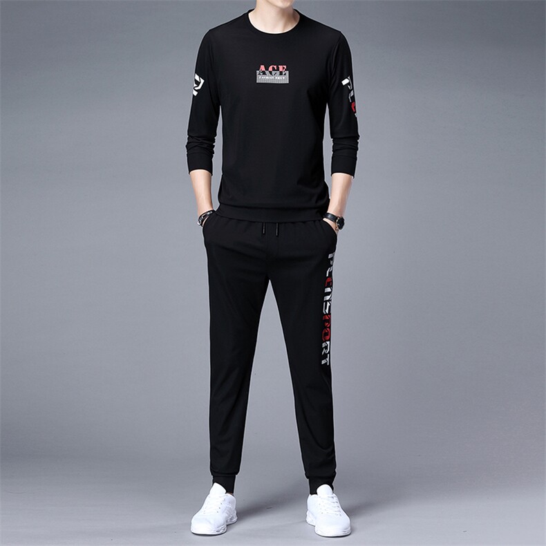 秋季新款休闲套装男士潮牌宽松运动服春秋款圆领卫衣男装一套,男装休闲套装,电商B212（原钱塘6029）