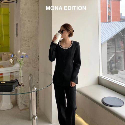 珍珠领上衣，女装，HE