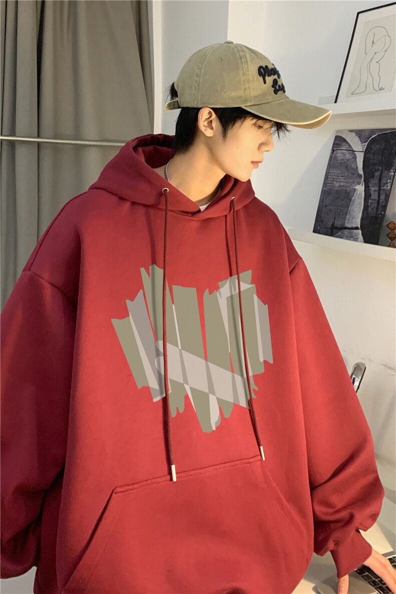 港风秋季印花潮牌爱心印花宽松重磅连帽卫衣JK23321-特批30控49,男装卫衣,星座605(原A050)