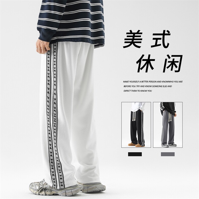 男士直筒宽松休闲裤春秋季潮牌潮流运动阔腿港风裤子K910-特批40图片