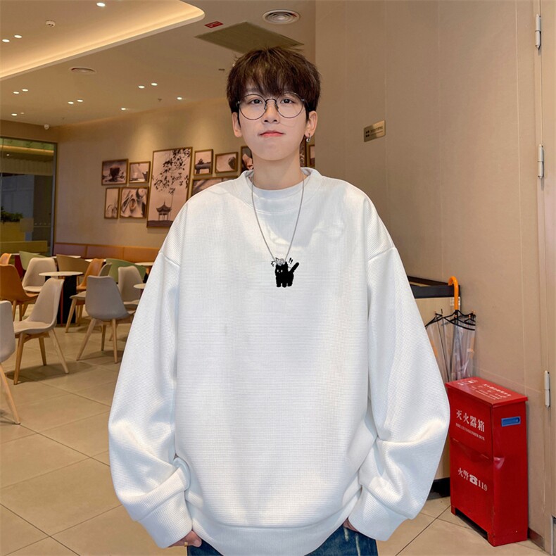 华夫格！华夫格上衣男圆领华夫格卫衣男大码长袖t恤男HY196-P30,男装卫衣,电商B367