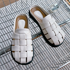 包头编织拖鞋女2024夏季新款复古时尚凉拖女镂空透气平底外穿女鞋，女鞋拖鞋，电商A223