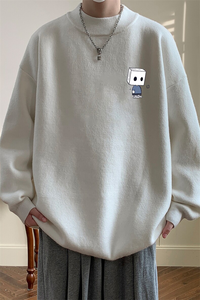 半高领毛衣男大码胖子针织衫毛线衣M18400-P45加绒款-P65,男装针织衫/毛衣,电商A040