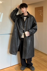 8XL-M诺丁山皮衣夹克外套男长款美式复古情侣风衣PY860P138控158，男装夹克，电商D206-1