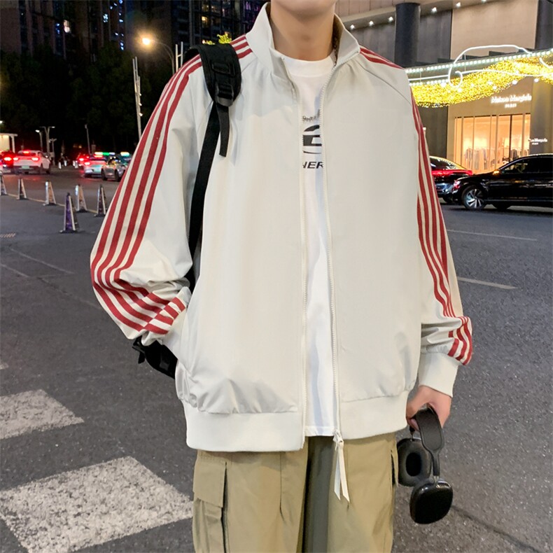 立领开衫夹克男2026新款拉链卫衣条纹运动休闲外套JK02567-P75,男装夹克,星座308B-2