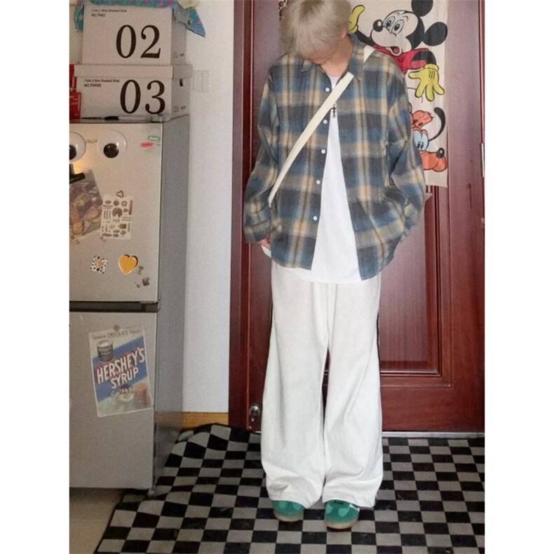 格子衬衫男夏季日系青少年外套潮牌长袖衬衣1001-1-CS09-P36,男装衬衫,星座1001-1