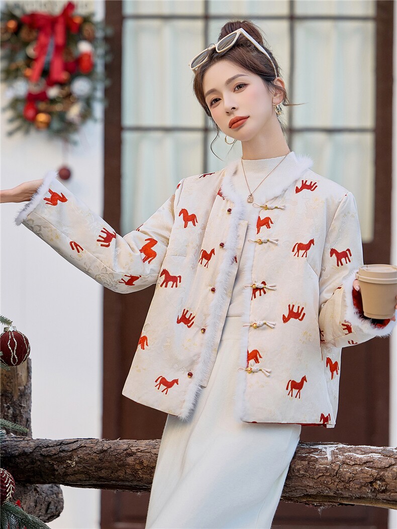 现货！2025年冬季保暖中式马上有钱款网红淑女韩式双面双穿羽绒服,女装羽绒服,众宇琦