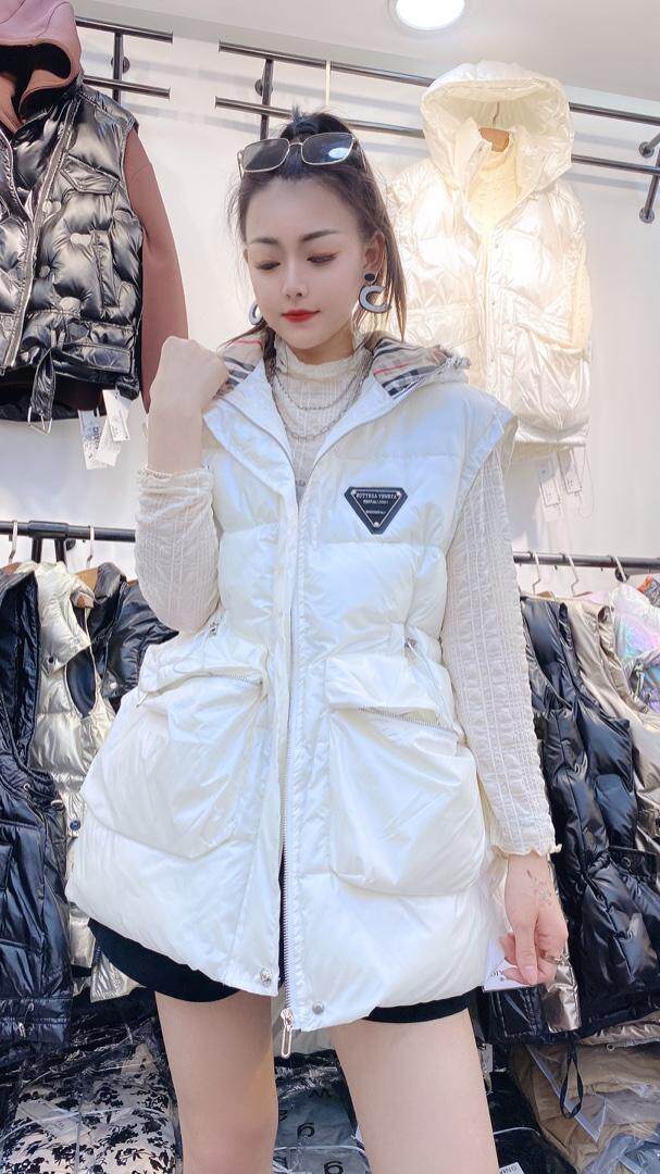 撞色格子帽抽绳马甲，女装马甲，帝瀛 DY