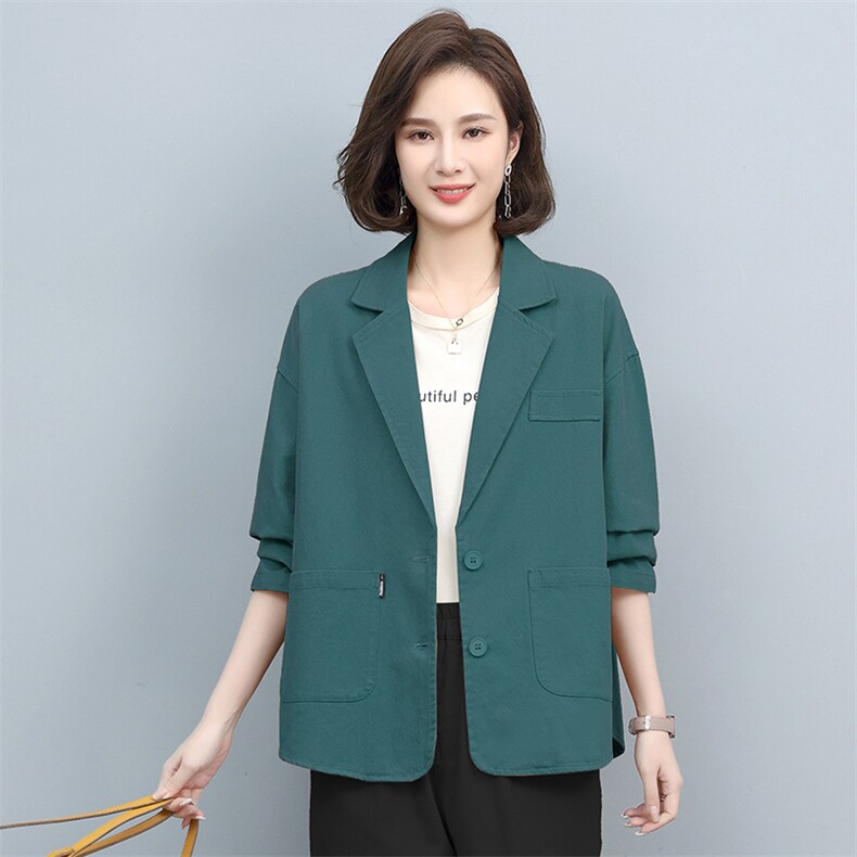 休闲西装早秋中年妈妈减龄洋气时髦宽松短款外套裤子搭配两件，女装短外套，悦见她