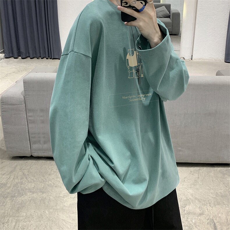 NQY676TP25控价38青少年春季打底长袖T恤港风大码纯棉打底衫男,男装T恤,电商A102-1
