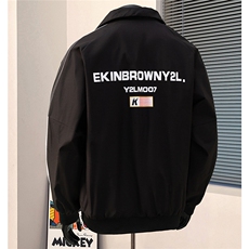 港风美式复古印花字母图案设计双袖三杠织带夹克男JK77766P75控98，男装夹克，星座226-1