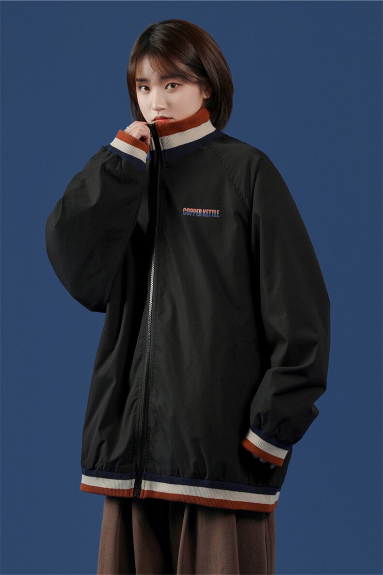 JK3012/P55中性风春装新款2021韩版潮流立领夹克宽松大码男女外套，女装短外套，电商A141
