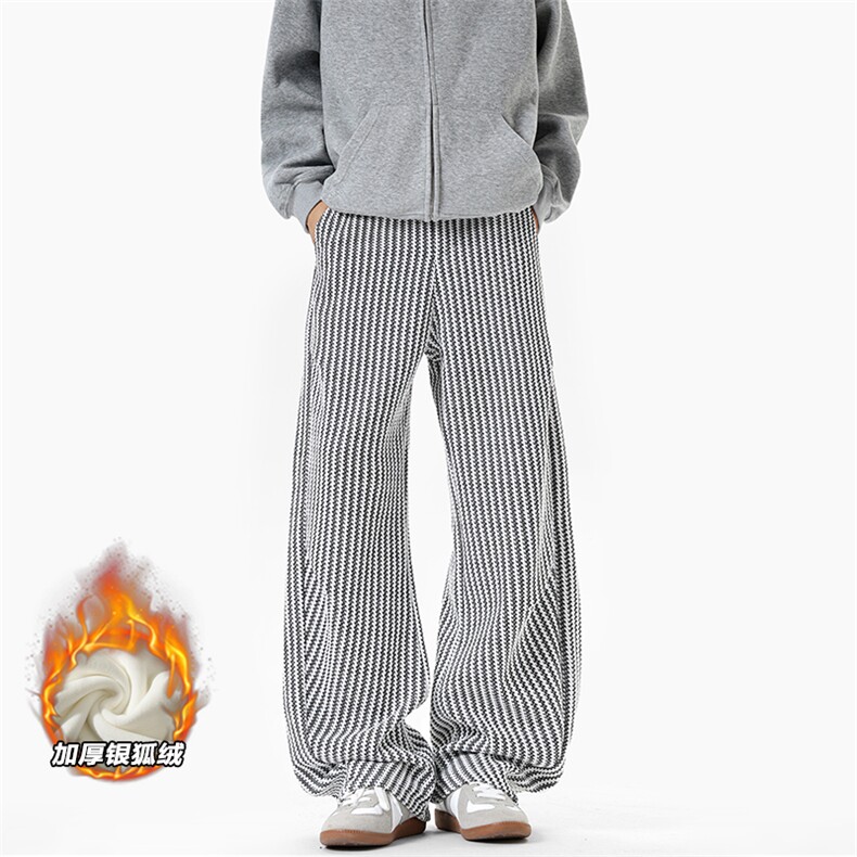 重磅雪尼尔480g鱼骨纹宽松保暖银狐绒休闲裤K5713J加绒-特P45控88，男装棉衣，电商A001