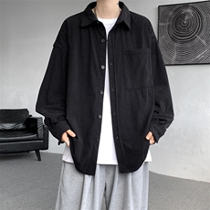 8XL-M灯芯绒衬衫特大码复古秋冬翻领长袖上衣纯色外套CS9001/P58，男装衬衫，电商B238