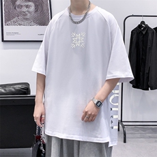 夏装港风纯立体T恤半袖圆领印花宽松短袖男女1577-P38控价58，男装T恤，电商A441-1